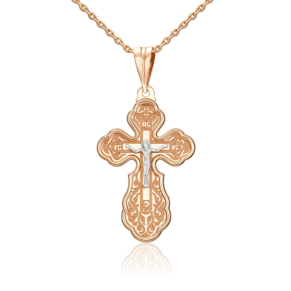 Православный крест из комбинированного золота 03-2059-00-000-1111