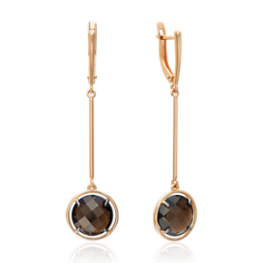 Серьги с английским замком из красного золота с кварцем дымчатым 02-4453-00-202-1110