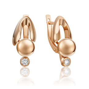 Серьги «Стильная фантазия» из красного золота с натуральным топазом white 02-4840-00-201-1110
