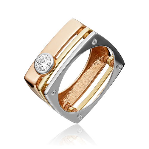 Кольцо из комбинированного золота с фианитом 01-5346-00-501-1140-38