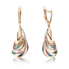 Серьги с английским замком из красного золота с эмалью 02-4075-00-000-1110-59