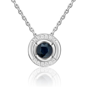 Подвеска-бегунок из белого золота с сапфиром и бриллиантами 03-3460-00-105-1120