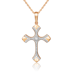 Декоративный крест из красного золота с бриллиантами 03-0474-00-101-1110-30