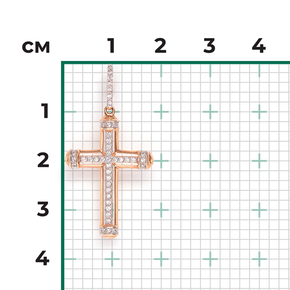 Декоративный крест из красного золота с бриллиантами 03-0476-00-101-1110-30
