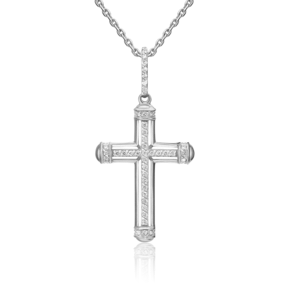 Декоративный крест из белого золота с бриллиантами 03-0477-00-101-1120-30