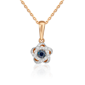 Подвеска из красного золота с сапфиром и бриллиантами 03-0480-00-105-1110-30