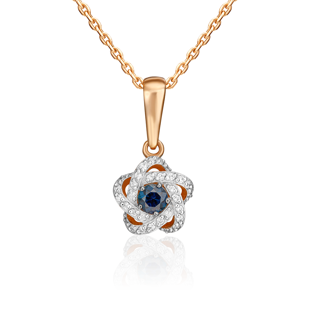Подвеска из красного золота с сапфиром и бриллиантами 03-0480-00-105-1110-30