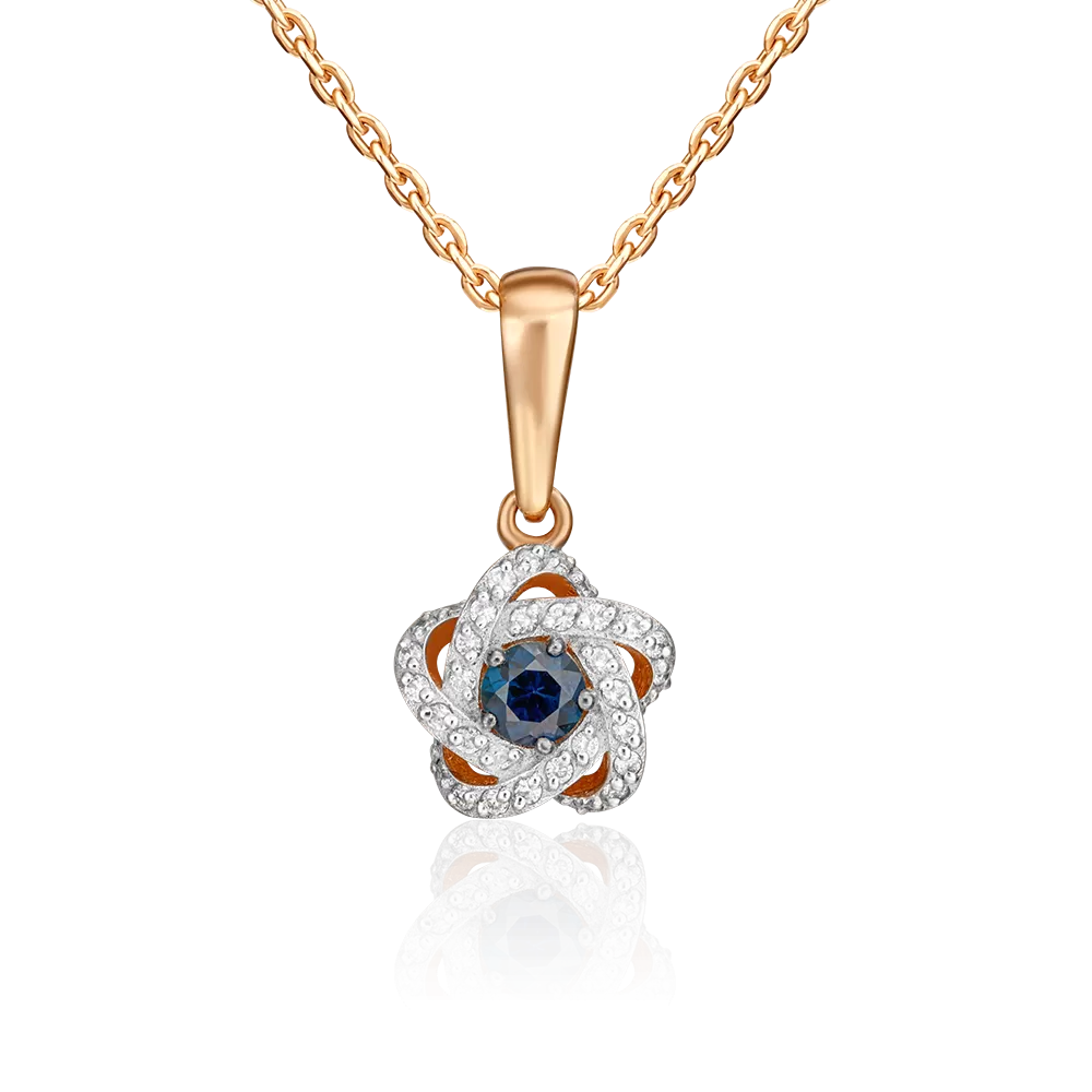 Подвеска из красного золота с сапфиром и бриллиантами 03-0480-00-105-1110-30