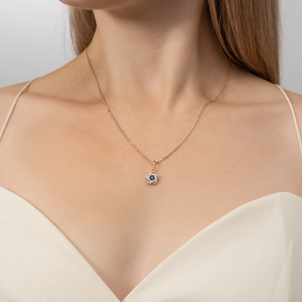 Подвеска из красного золота с сапфиром и бриллиантами 03-0480-00-105-1110-30