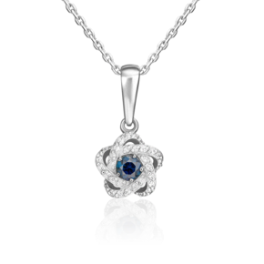 Подвеска из белого золота с сапфиром и бриллиантами 03-0481-00-105-1120-30