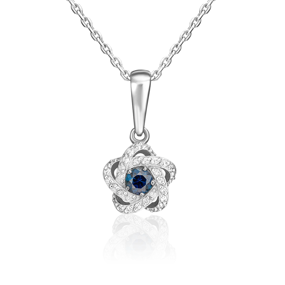 Подвеска из белого золота с сапфиром и бриллиантами 03-0481-00-105-1120-30