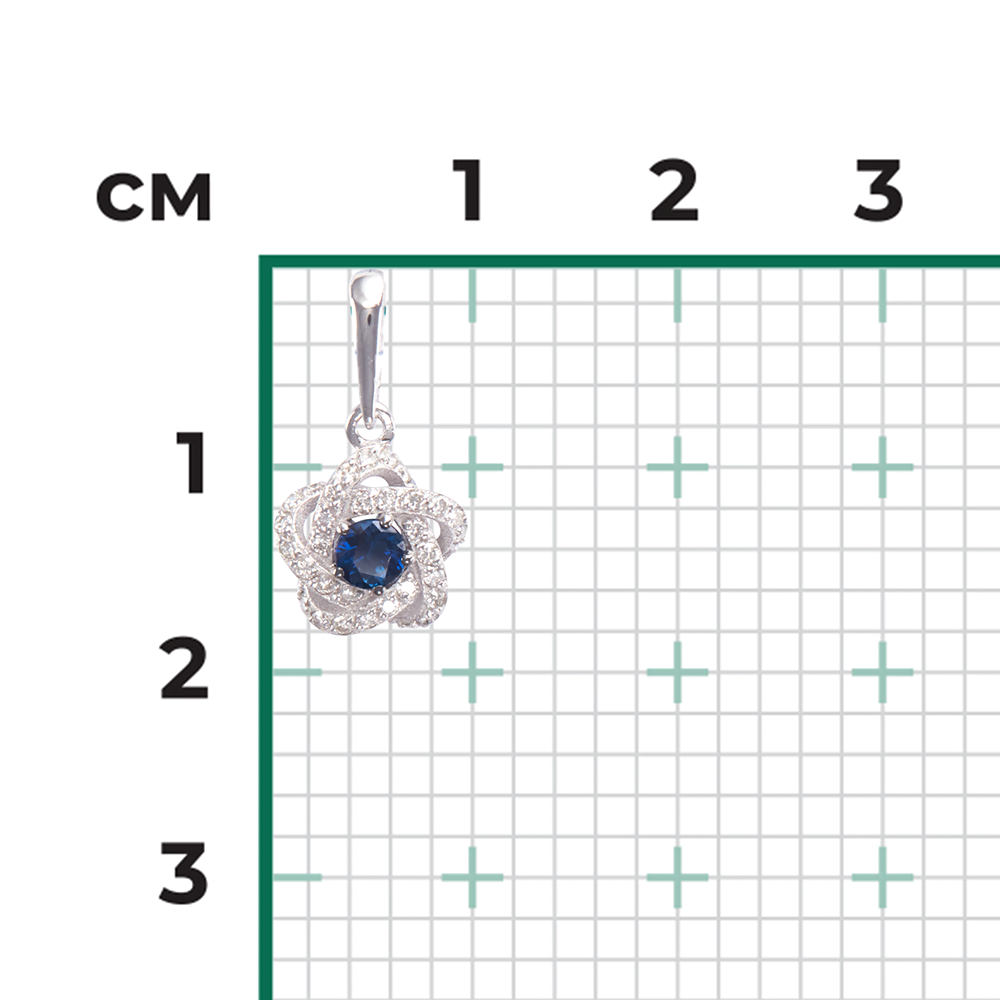 Подвеска из белого золота с сапфиром и бриллиантами 03-0481-00-105-1120-30
