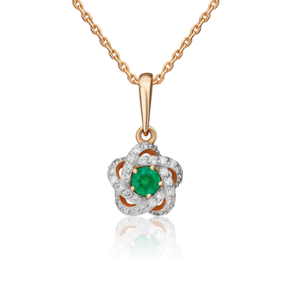 Подвеска из красного золота с изумрудом и бриллиантами 03-0480-00-106-1110-30