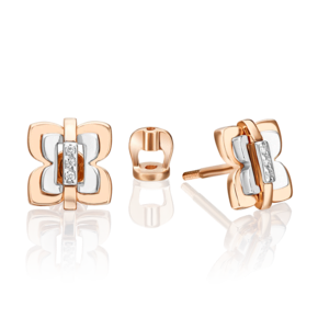 Серьги-пусеты из комбинированного золота с бриллиантами 02-5011-00-101-1111