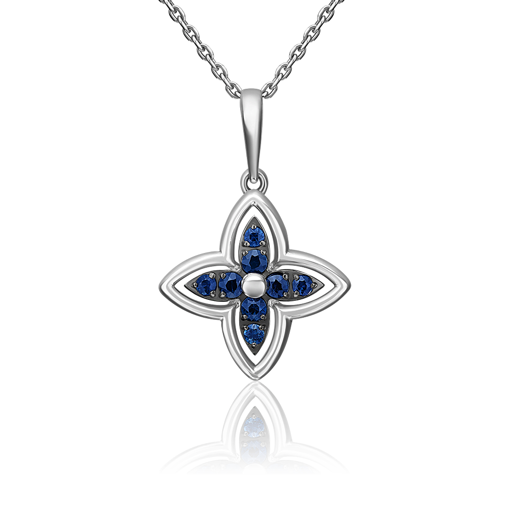 Подвеска из белого золота с сапфирами 03-3634-00-102-1120