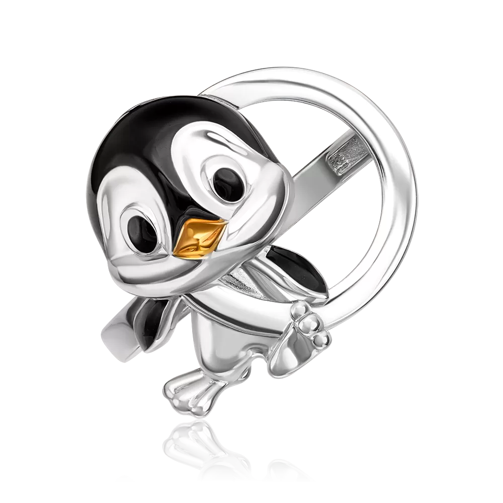 Кольцо «Пингвин» из серебра с эмалью 01-5702-00-000-0200