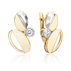 Серьги с английским замком из комбинированного золота с натуральным топазом white 02-5034-00-201-1121