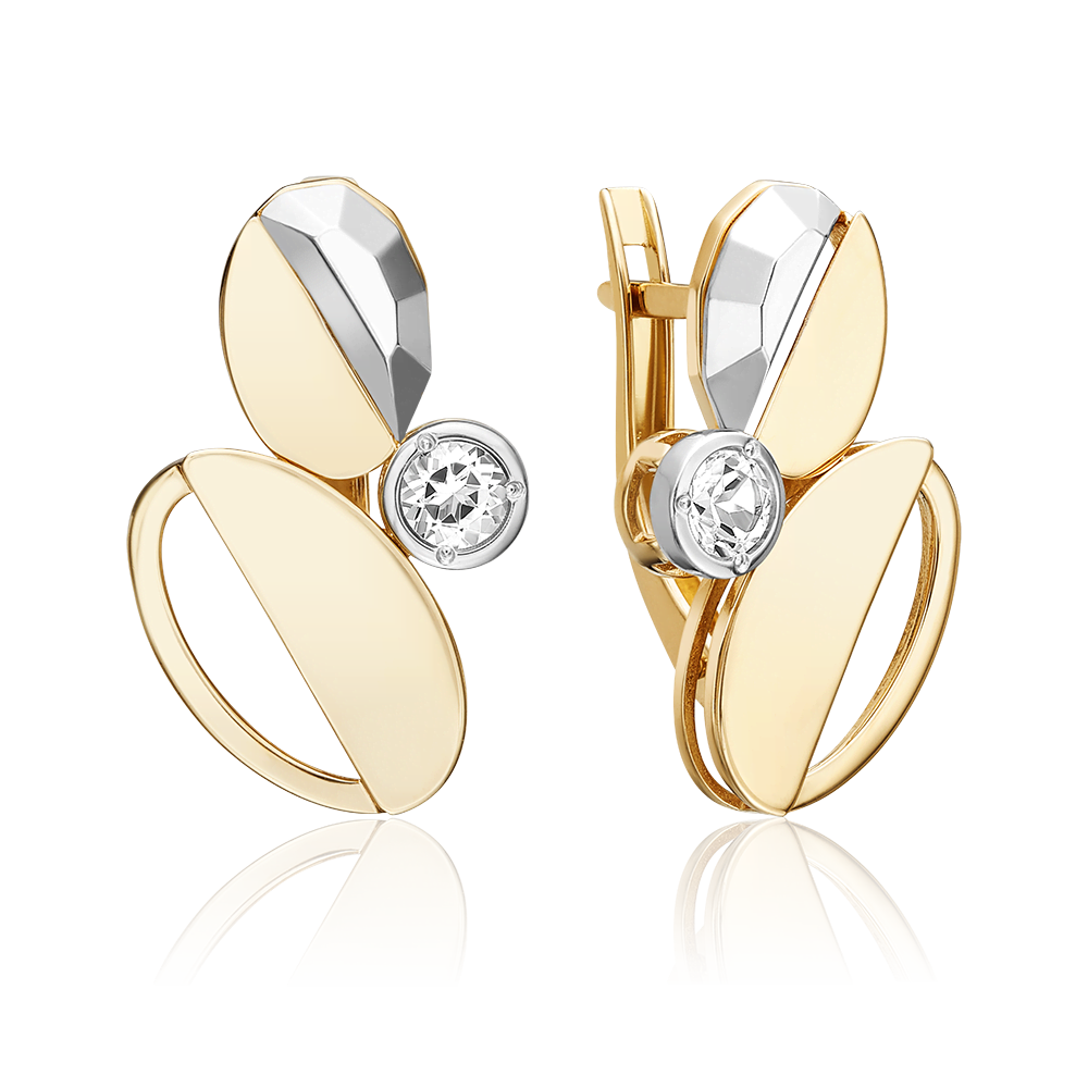 Серьги с английским замком из комбинированного золота с натуральным топазом white 02-5034-00-201-1121