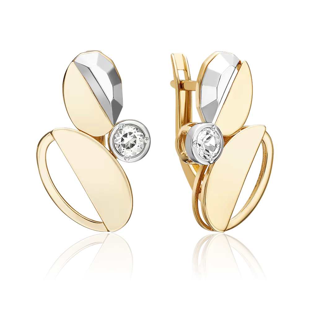 Серьги с английским замком из комбинированного золота с натуральным топазом white 02-5034-00-201-1121