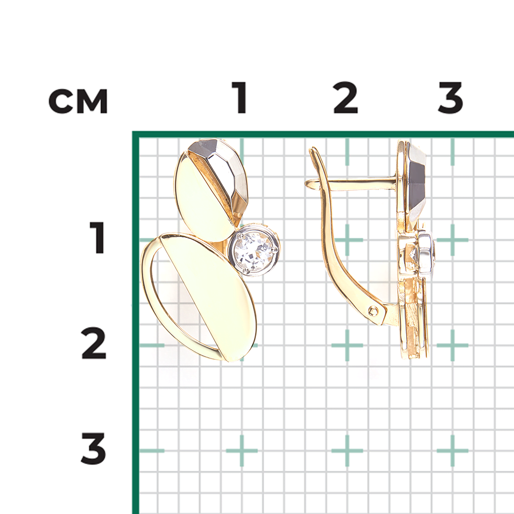 Серьги с английским замком из комбинированного золота с натуральным топазом white 02-5034-00-201-1121