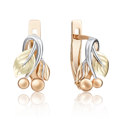 Детские серьги «Ягоды» с английским замком из комбинированного золота 02-4013-00-000-1113-65