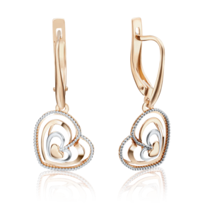 Серьги «Сердца» с английским замком из красного золота 02-4023-00-000-1110-65