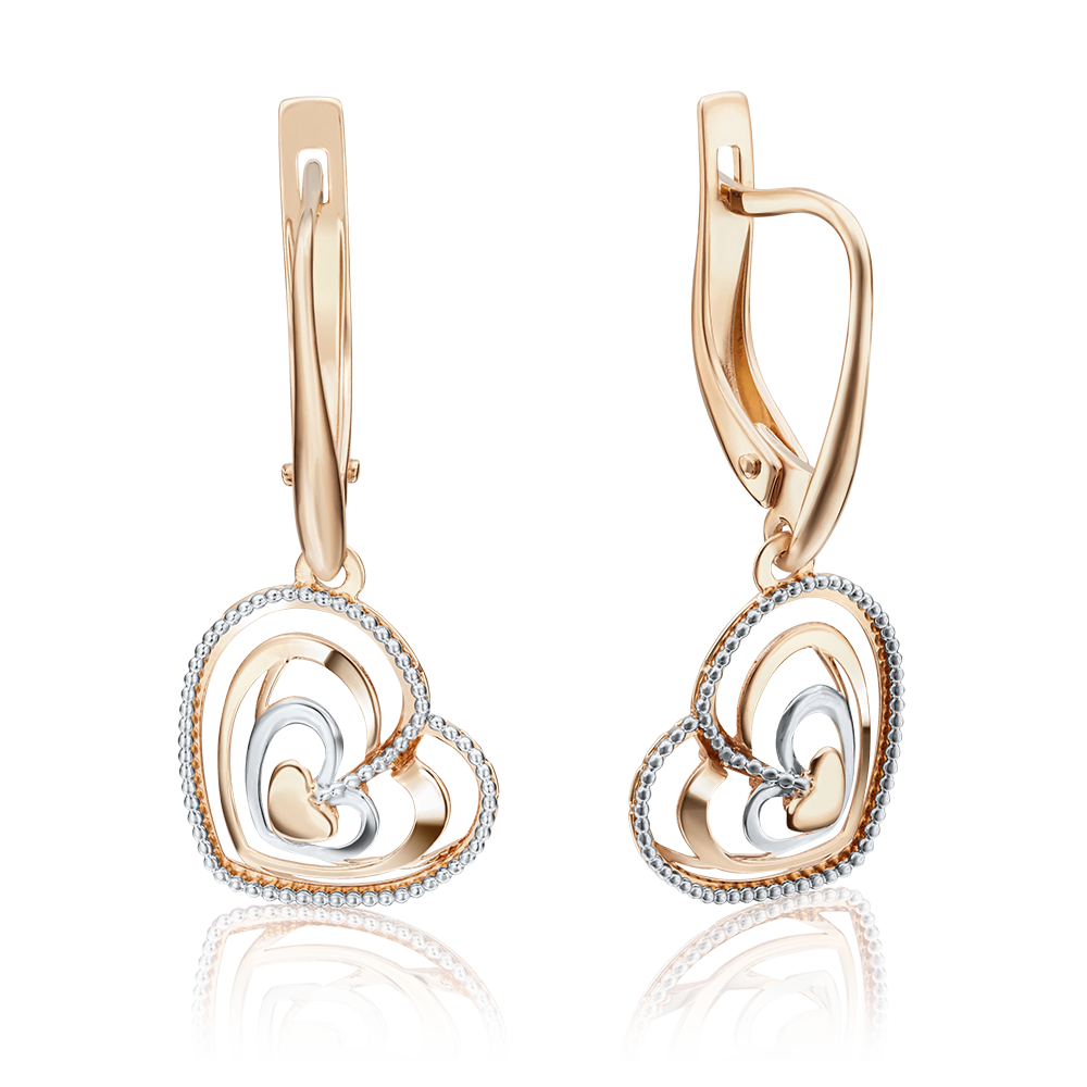 Серьги «Сердца» с английским замком из красного золота 02-4023-00-000-1110-65