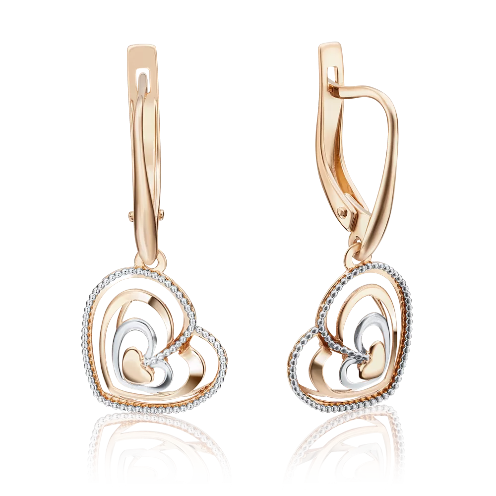 Серьги «Сердца» с английским замком из красного золота 02-4023-00-000-1110-65