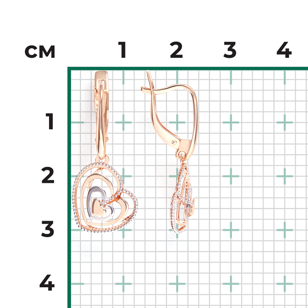 Серьги «Сердца» с английским замком из красного золота 02-4023-00-000-1110-65