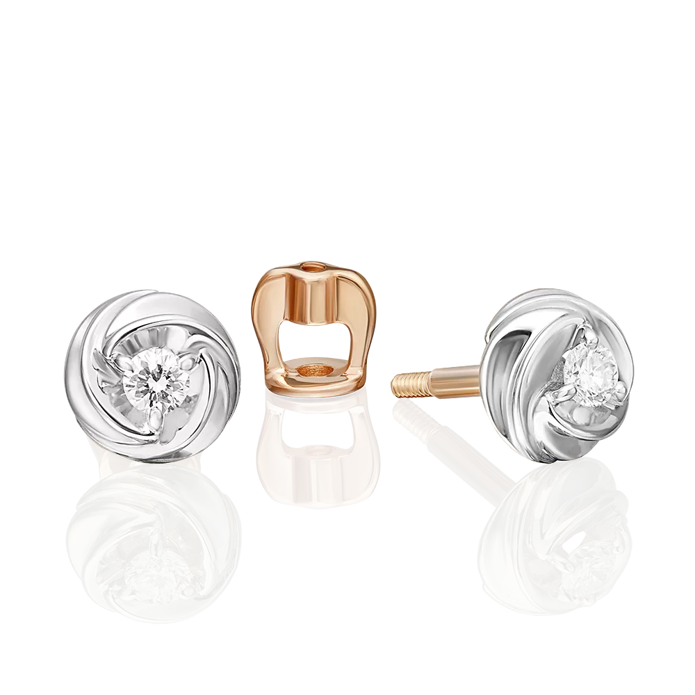 Серьги-пусеты из красного золота с бриллиантом 02-5449-00-101-1110