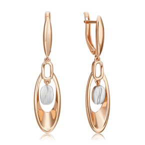 Серьги с английским замком из комбинированного золота