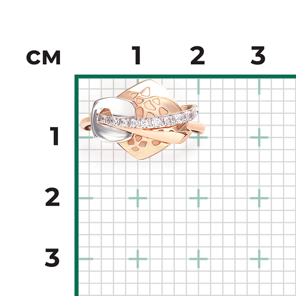 Кольцо из комбинированного золота с фианитами 01-5064-00-401-1111-48