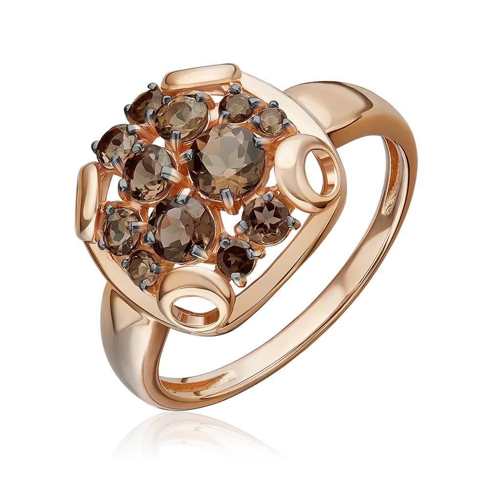 Кольцо из красного золота с кварцем дымчатым 01-5829-00-202-1110