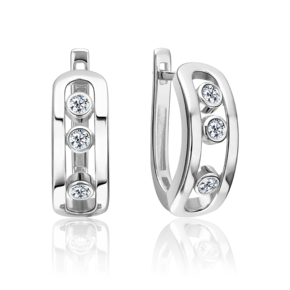 Серьги с английским замком из белого золота с фианитами 02-5539-00-401-1120