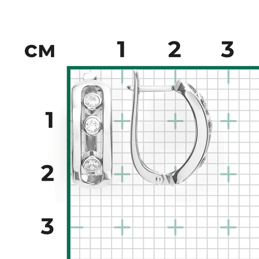 Серьги с английским замком из белого золота с фианитами 02-5539-00-401-1120