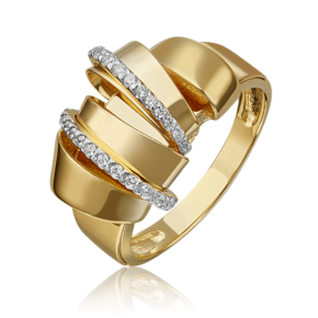 Кольцо из лимонного золота с фианитами 01-5419-00-401-1130-48