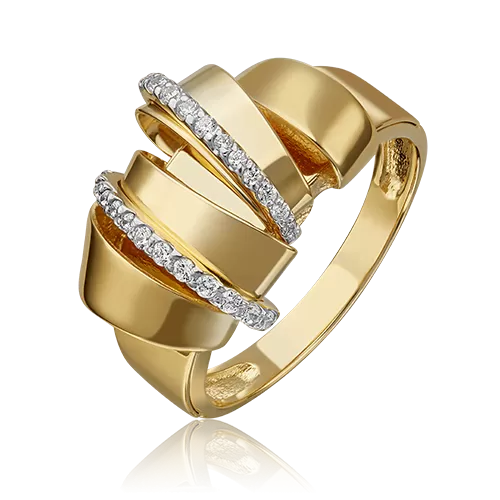 Кольцо из лимонного золота с фианитами 01-5419-00-401-1130-48