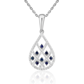 Подвеска из белого золота с сапфирами и бриллиантами 03-3312-00-105-1120-30