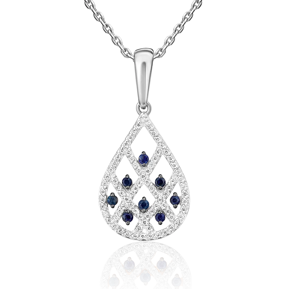 Подвеска из белого золота с сапфирами и бриллиантами 03-3312-00-105-1120-30