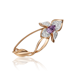 Брошь-булавка «Орхидея» из красного золота с аметистом и натуральными топазами white 04-0243-00-225-1110-57