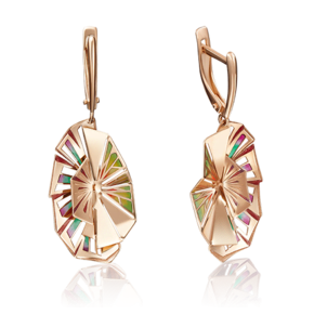 Серьги с английским замком из красного золота с эмалью 02-4090-00-000-1110-59