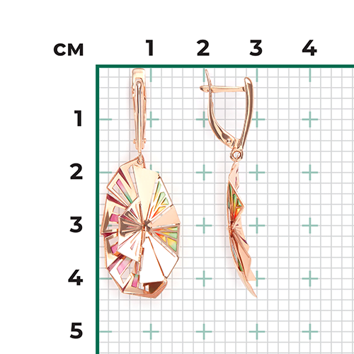 Серьги с английским замком из красного золота с эмалью 02-4090-00-000-1110-59