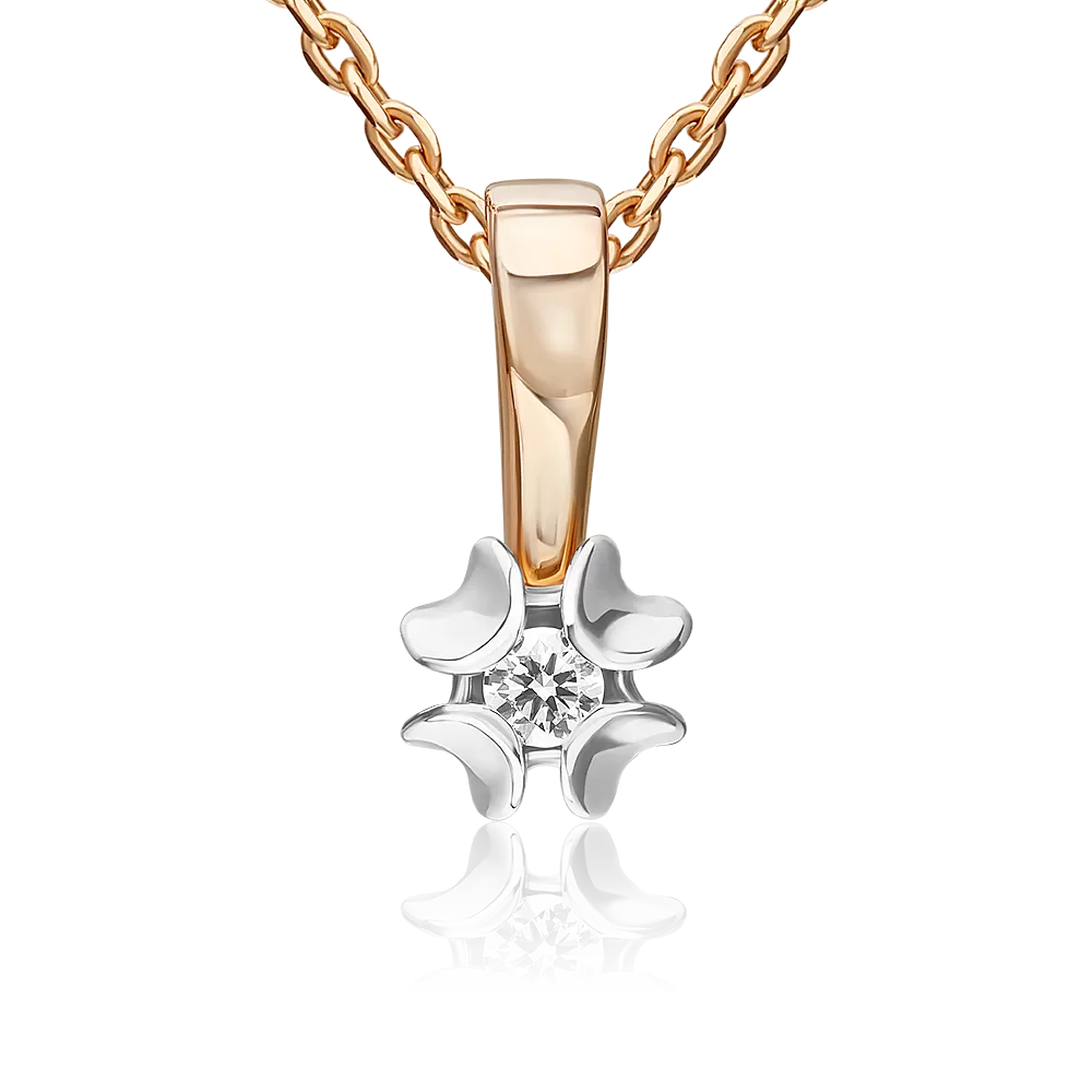 Подвеска из комбинированного золота с бриллиантом 03-3525-00-101-1111