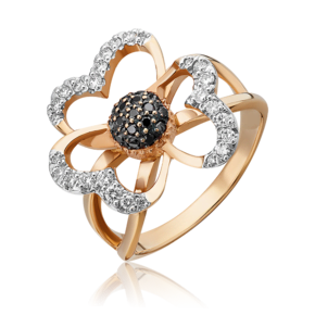 Кольцо «Цветок» из комбинированного золота с бриллиантами 01-5519-00-108-1111-30