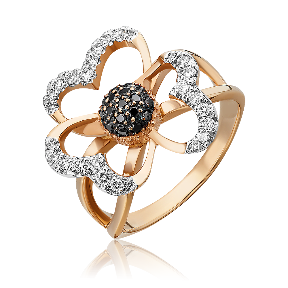Кольцо «Цветок» из комбинированного золота с бриллиантами 01-5519-00-108-1111-30