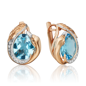 Серьги «Лебеди» из красного золота с топазом и натуральными топазами white 02-4699-00-201-1110-46