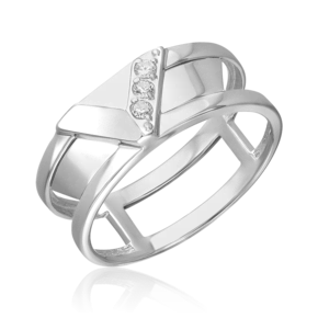 Кольцо из белого золота с фианитами