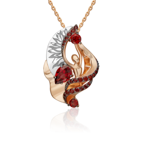 Подвеска «Стихия Огня» из комбинированного золота с гранатами 03-3440-00-204-1111