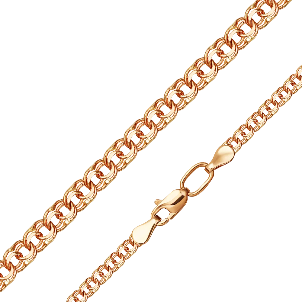 Цепь из красного золота с алмазной гранью (плетение «Бисмарк») 21-2703-040-1110-19