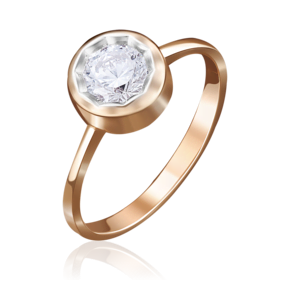 Помолвочное кольцо из красного золота с фианитом 01-4874-00-501-1110-38